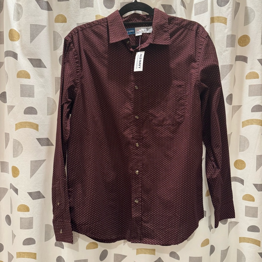 Old Navy Men's Burgundy Casual Button-Down Shirt